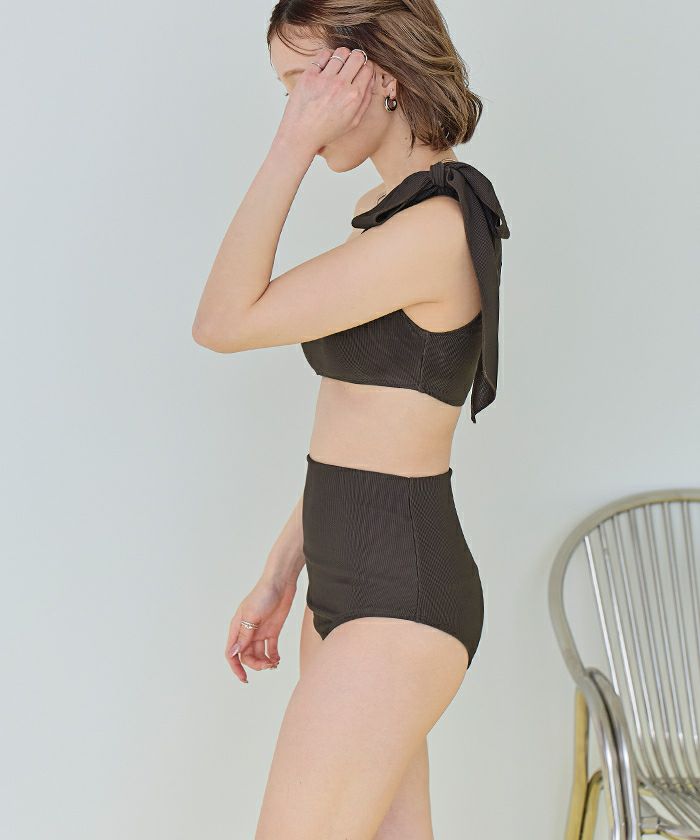 ワンショルダーデザインリブビキニ/水着 | ファッション通販