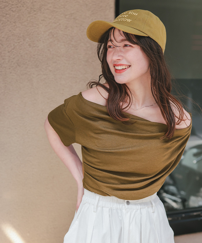 COURREGES オフショルダー半袖 オフショルダーハーフスリーブTシャツ | ファッション通販サイト