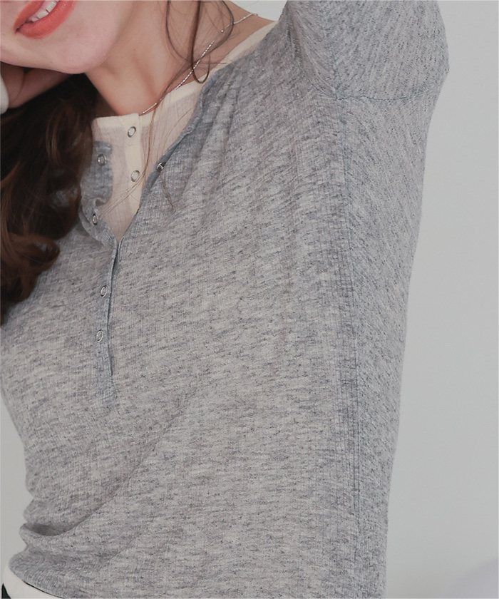 ETORE tokyo オーコットテレコヘンリーネックトップス　グレー etre tokyo オーコットテレコヘンリーネックトップス ETORE tokyo オー