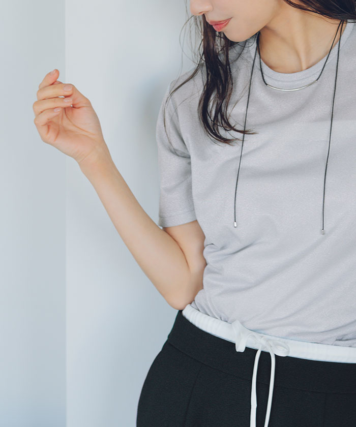 ハーフスリーブシアーカットソートップス | ファッション通販