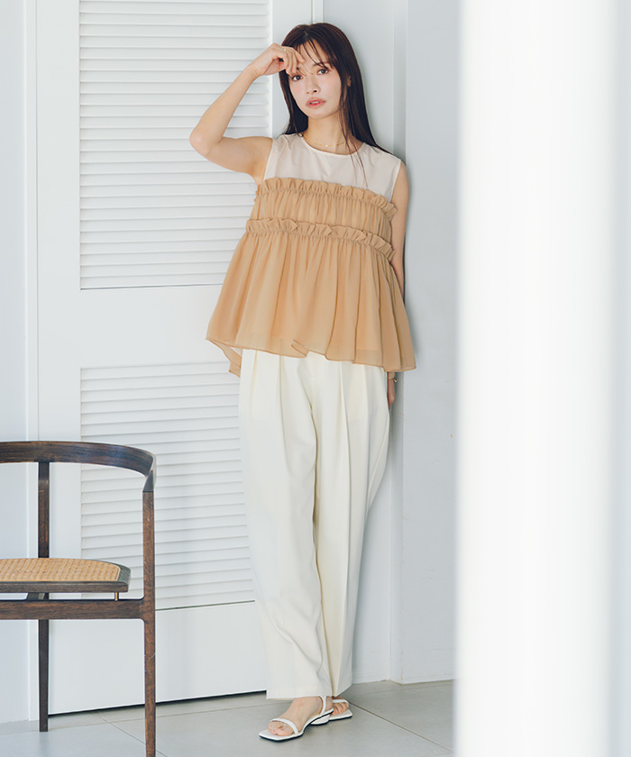 シフォンフリルドッキングトップス | ファッション通販サイト NUGU