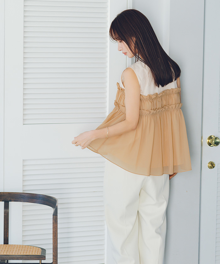 シフォンフリルドッキングトップス | ファッション通販サイト NUGU