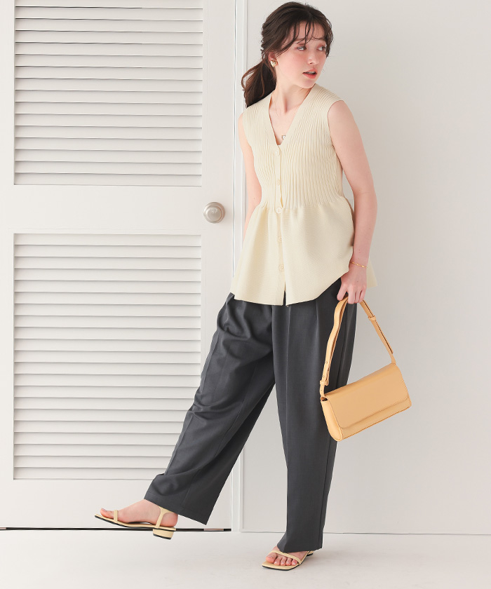 前後2wayノースリーブペプラムニットトップス | ファッション