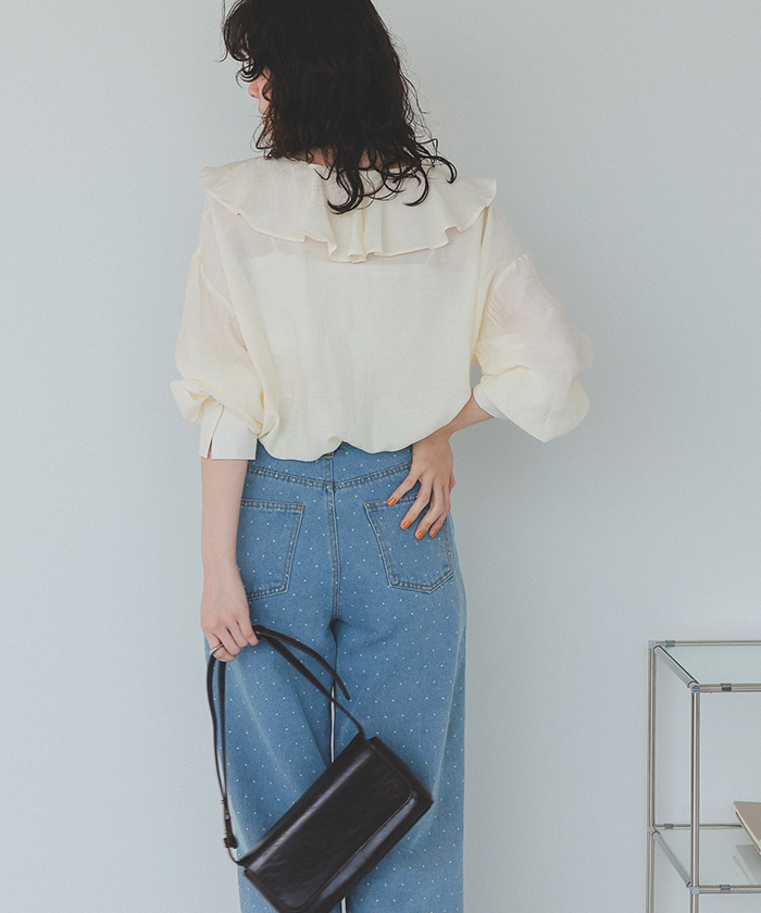 フリルカラーオーバーブラウス | ファッション通販サイト NUGU