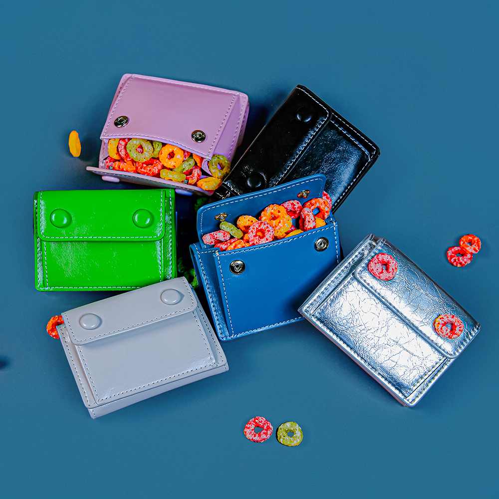 ドット ポケット 3層 ハーフウォレット コインマネー カードウォレット (6色)