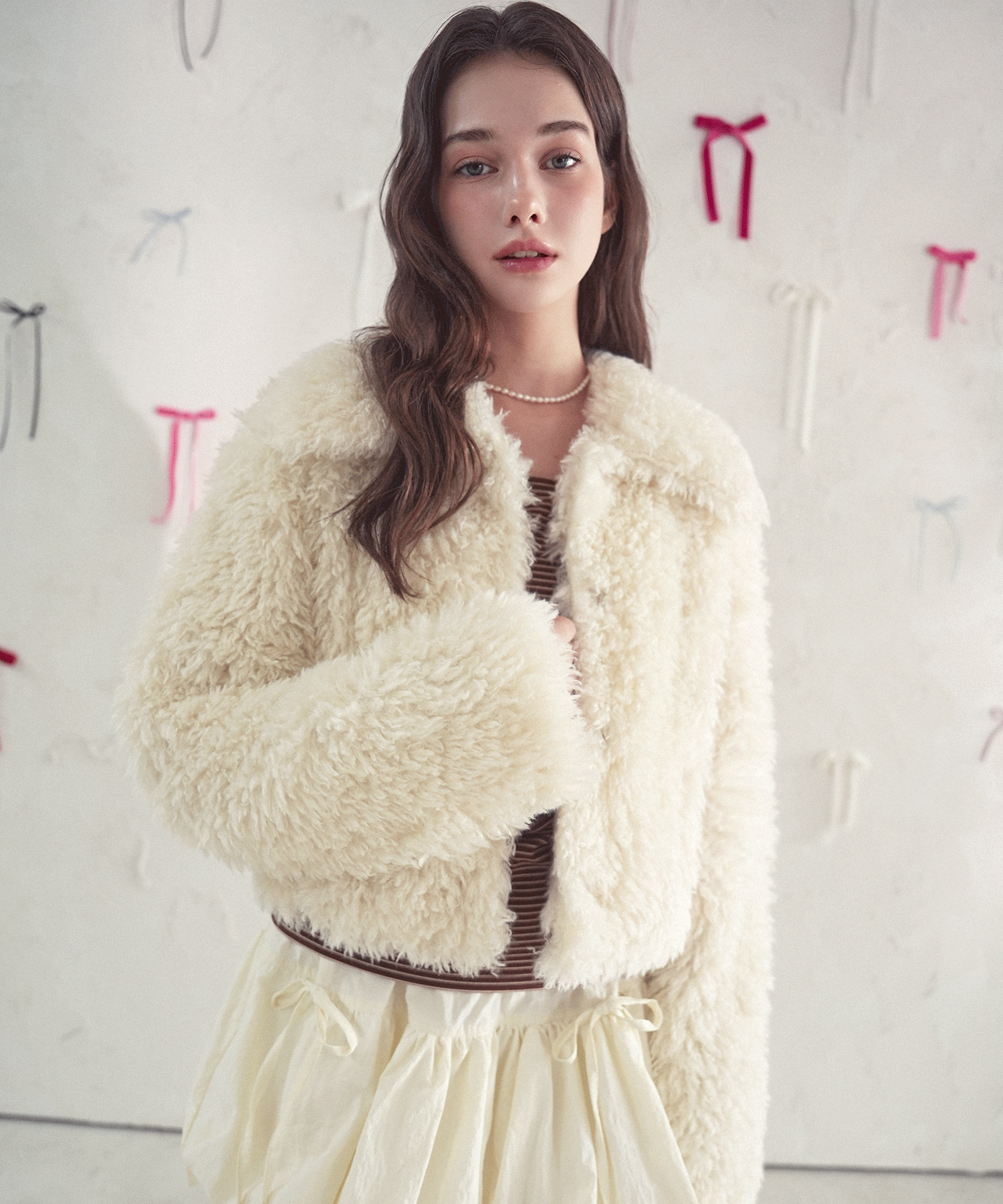 Collar Teddy Fur Jacket IVORY