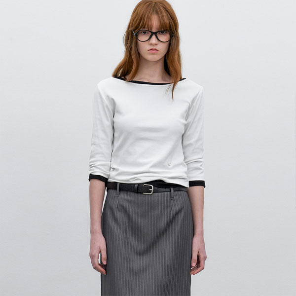 (T-7171)SOFT SLIMFIT BOAT NECK TEE