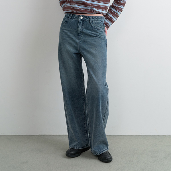 BACK SEAM DENIM PANTS DEEP BLUE