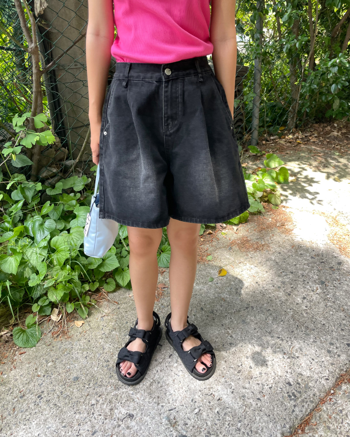 ハーフ・ショートパンツ No.1176 S cut wide bermuda SHORTS (3color) Hfyihgf Womens Bermuda Shorts Casual Button High Waist Wide
