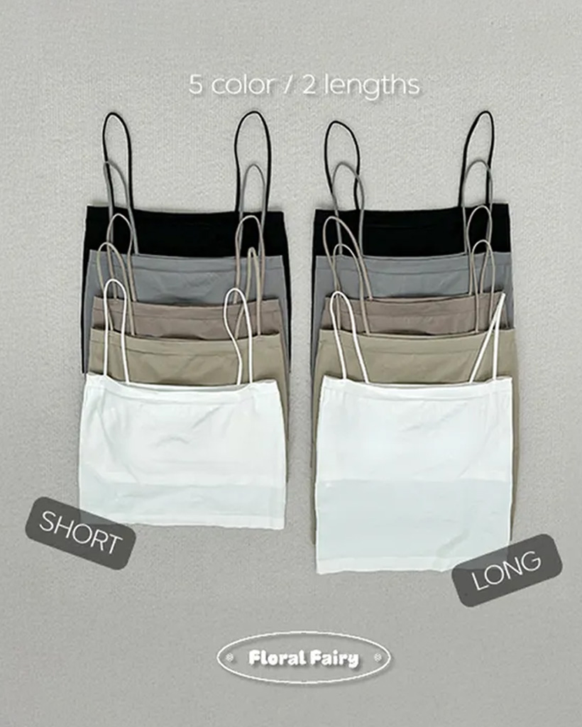 [選べる着丈]スクエアネックベーシッククロップドカップ付きキャミソール