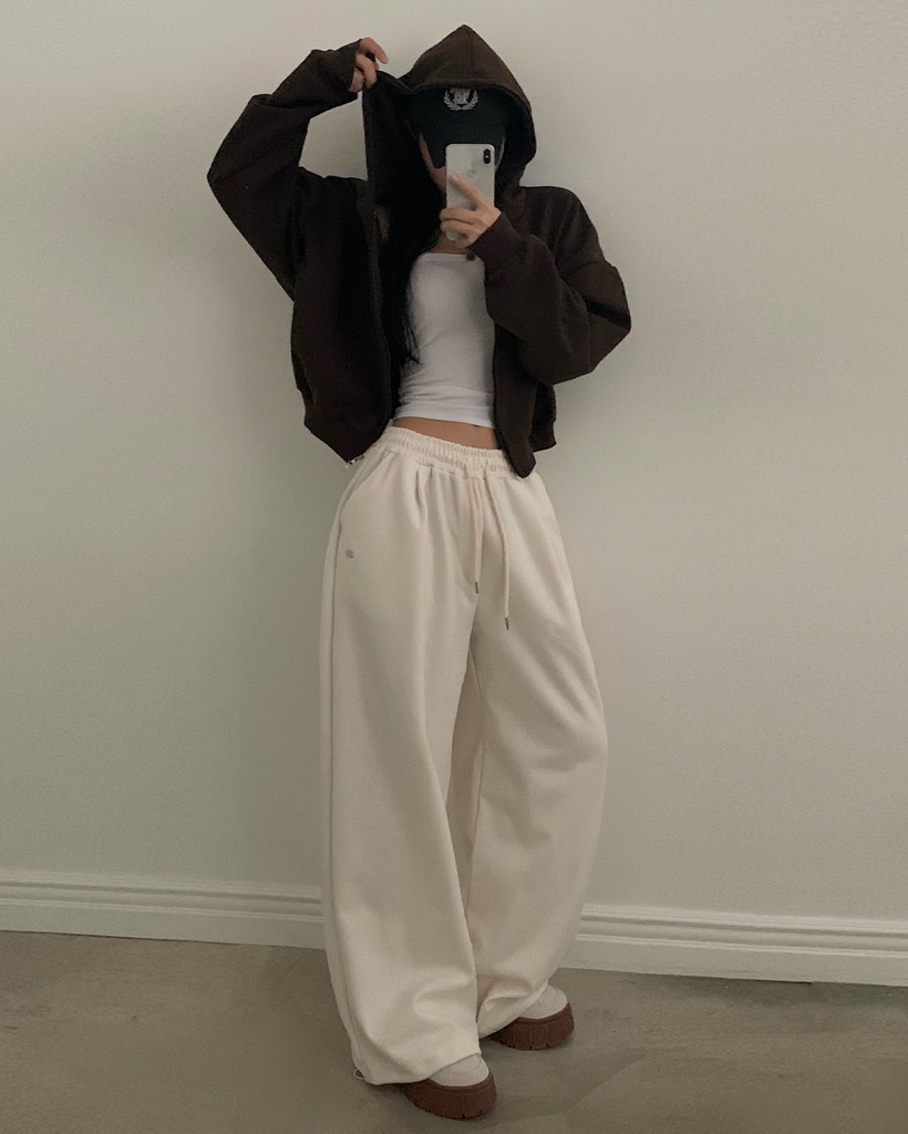 パンツ Ron-yu 6color]タック入りワイドトレーニングパンツ | ファッション通販