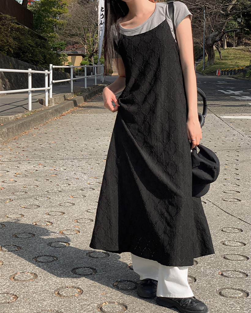 original/S-M]パンチングレイヤードキャミワンピース | ファッション