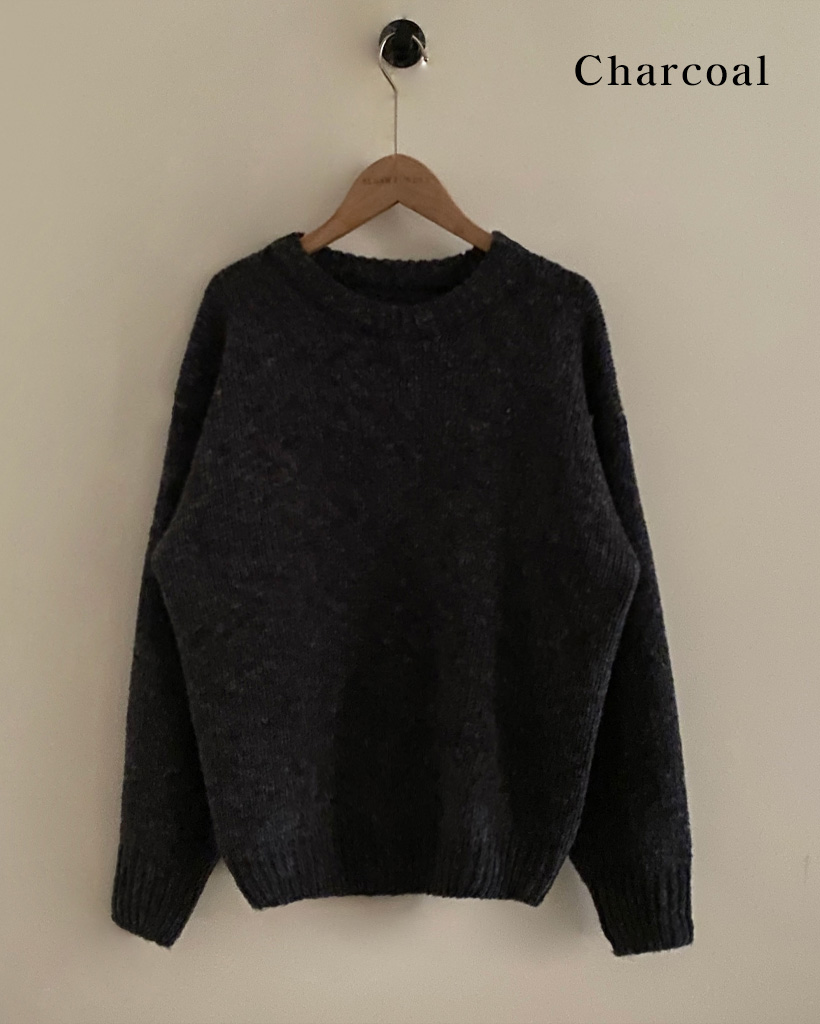 9color)肉厚ゆったり ラウンドネックオーバーサイズニット