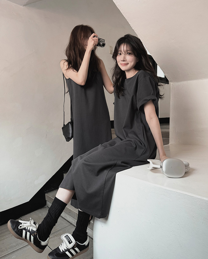 ベイジLUIZA / ノースリーブワンピース4 洗える】LUIZA / Iラインワンピース / BEIGE, | ファッション