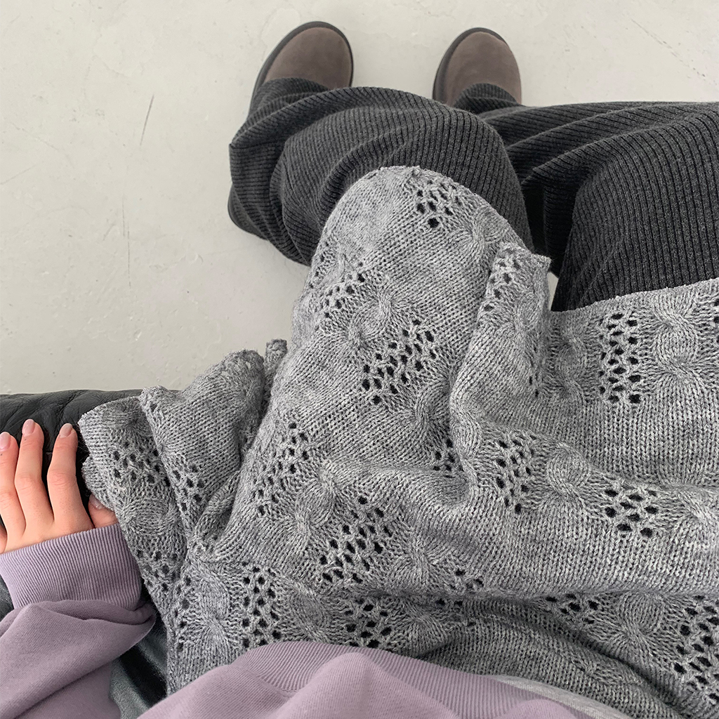 ニット レイヤード風 スカート (knit layer skirt (gray))