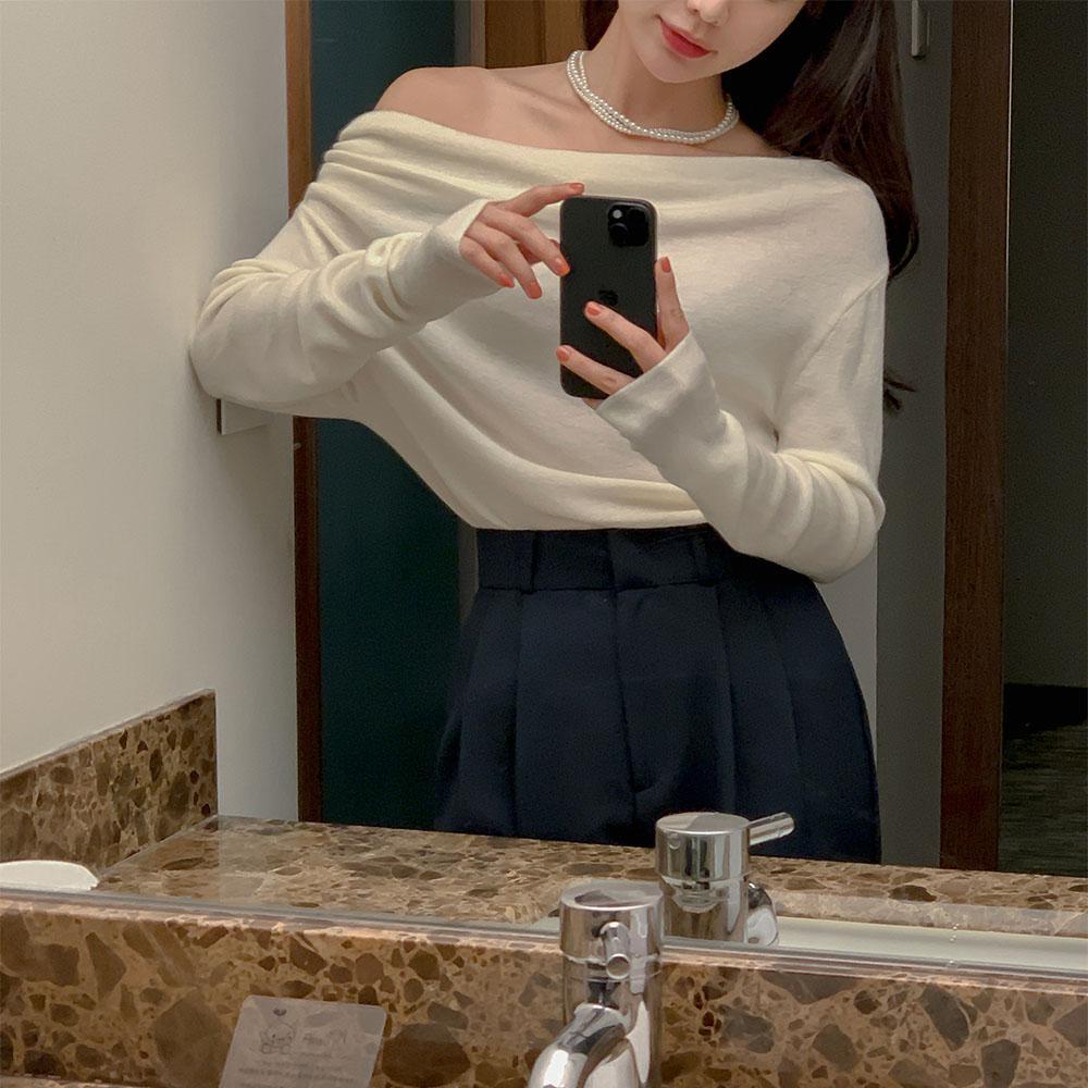 ドレープシャーリングニット