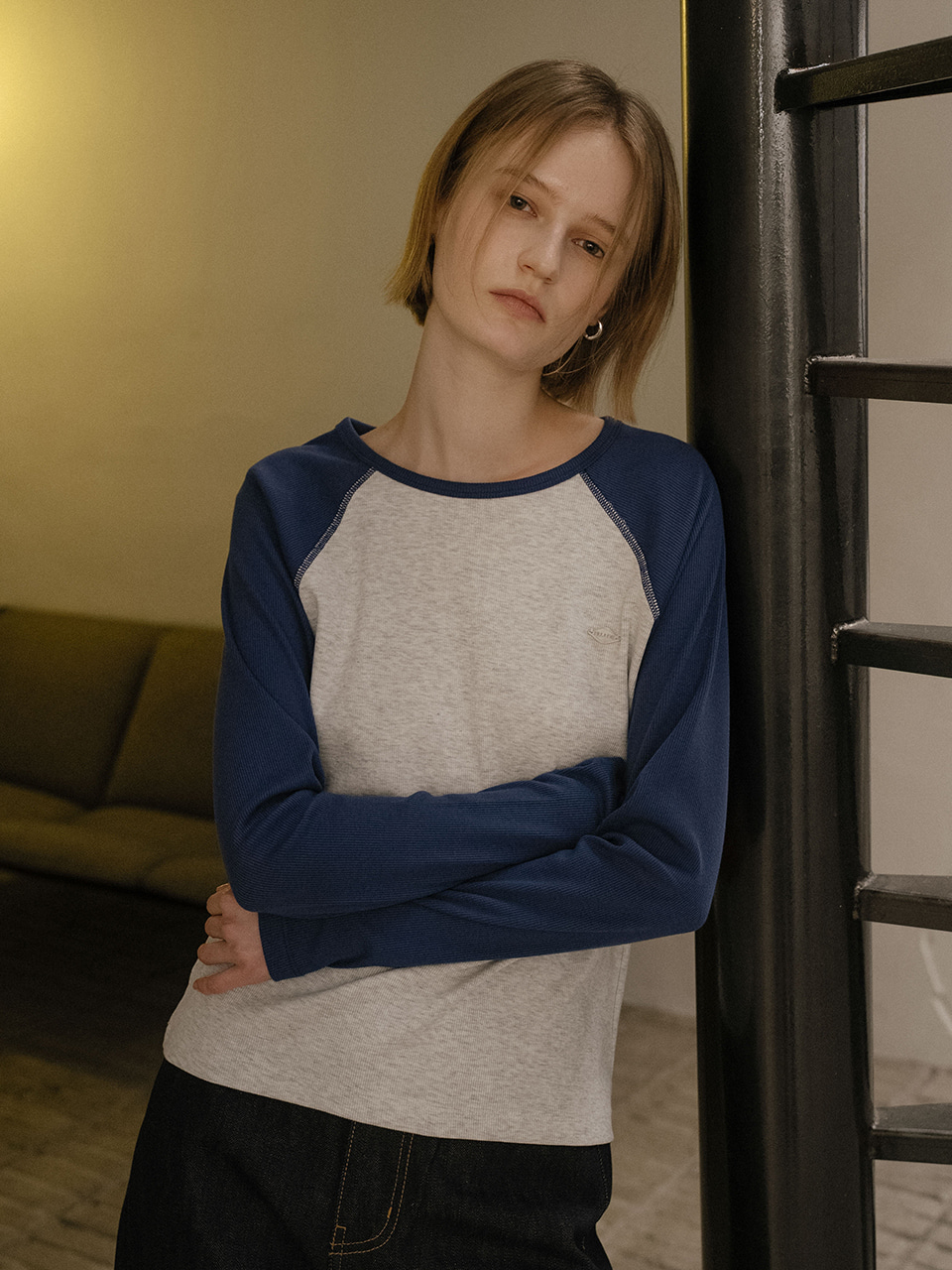 Stitch coloring raglan t-shirt [TISP06LT08]_Blue