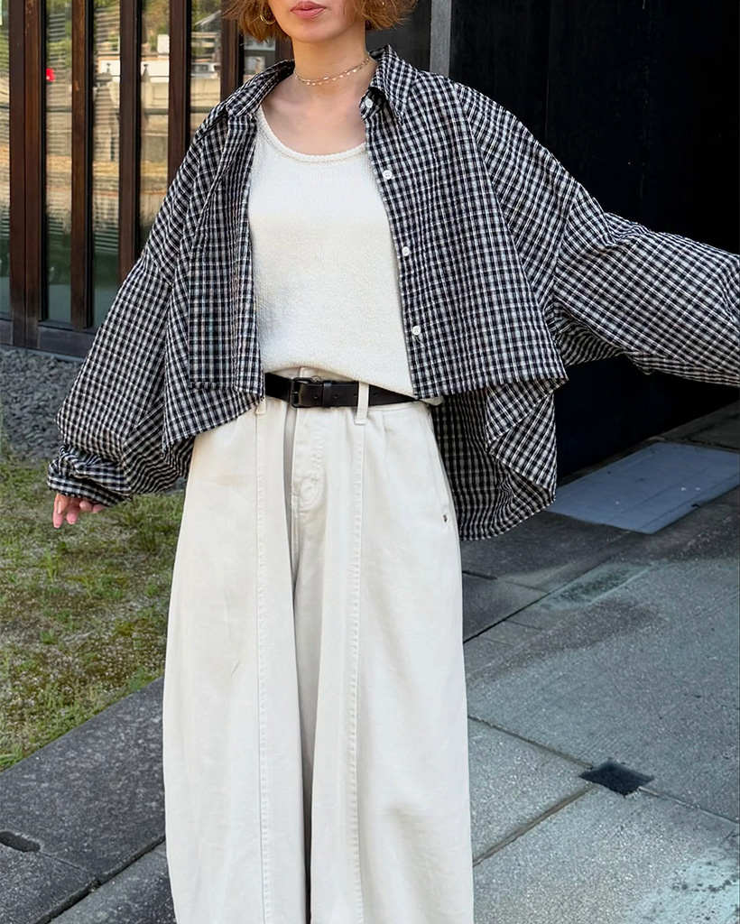 アシンメトリーチェックシャツ