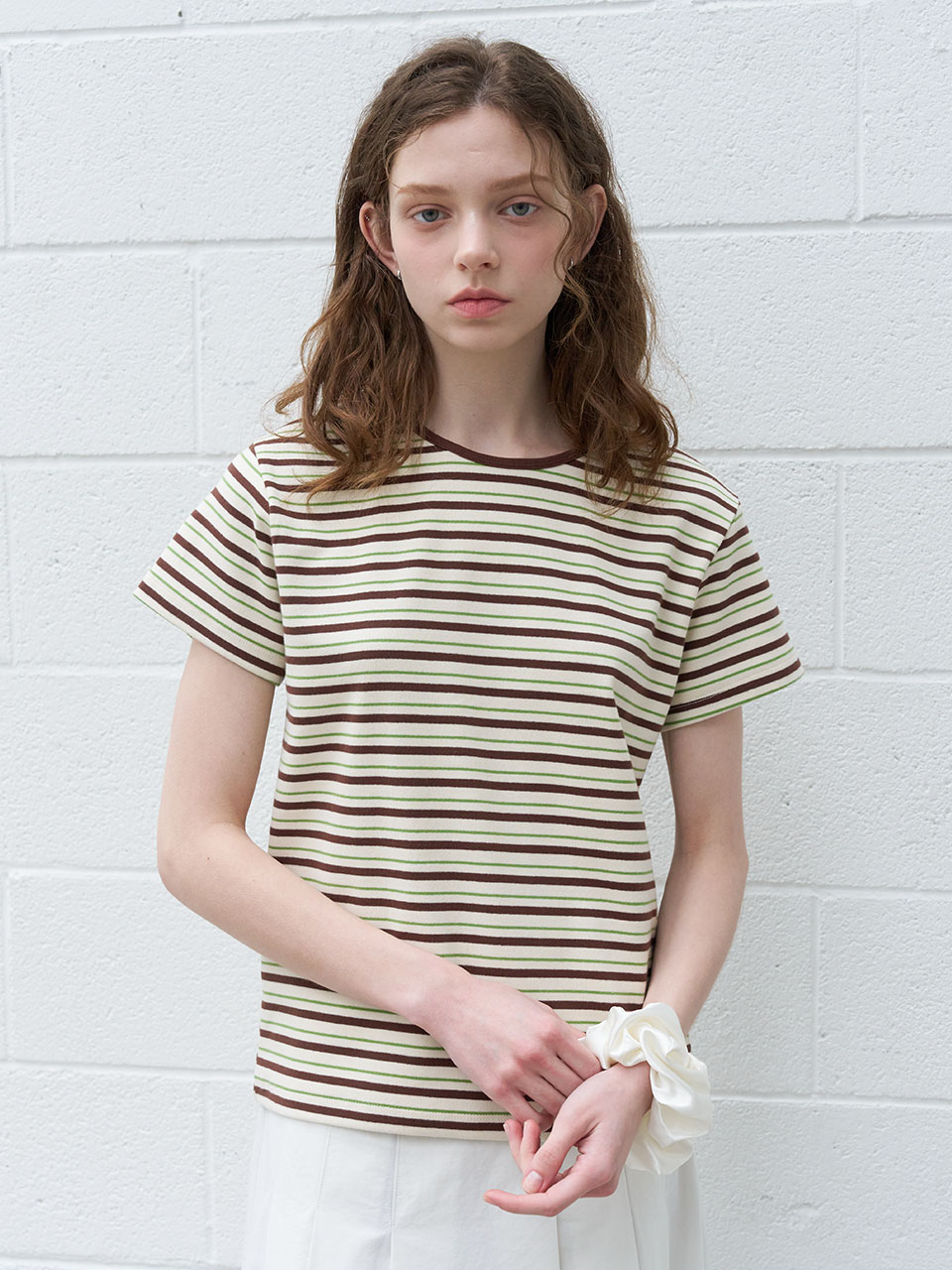 Multi stripe solid T-shirt [KNSS06TS08]_Brown