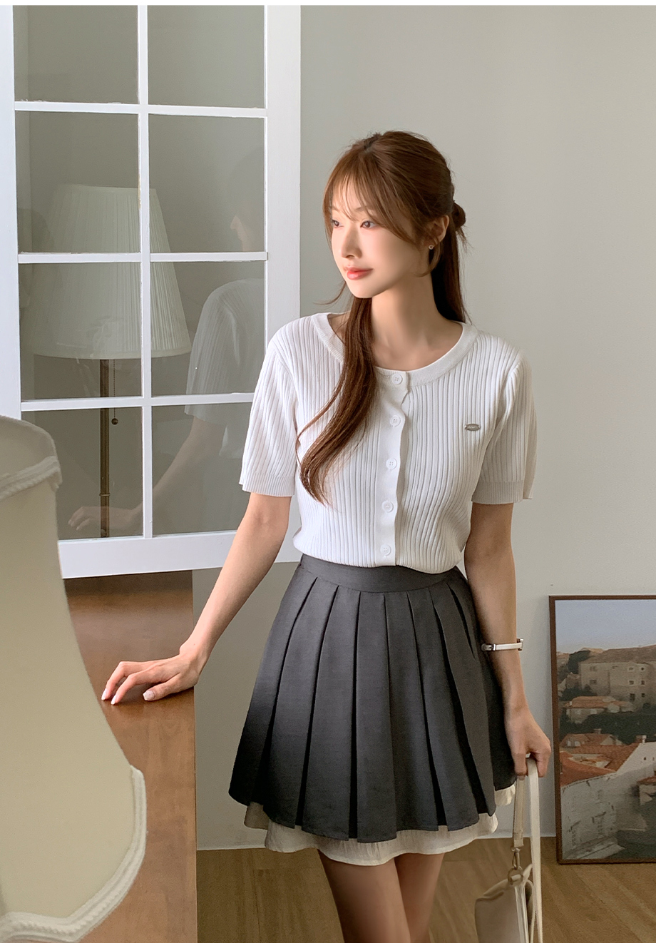 BRIEFING【未使用】ネイビー プリーツスカート インナー付き　3ボタン BRIEFING【未使用】ネイビー プリーツスカート インナー付き 3