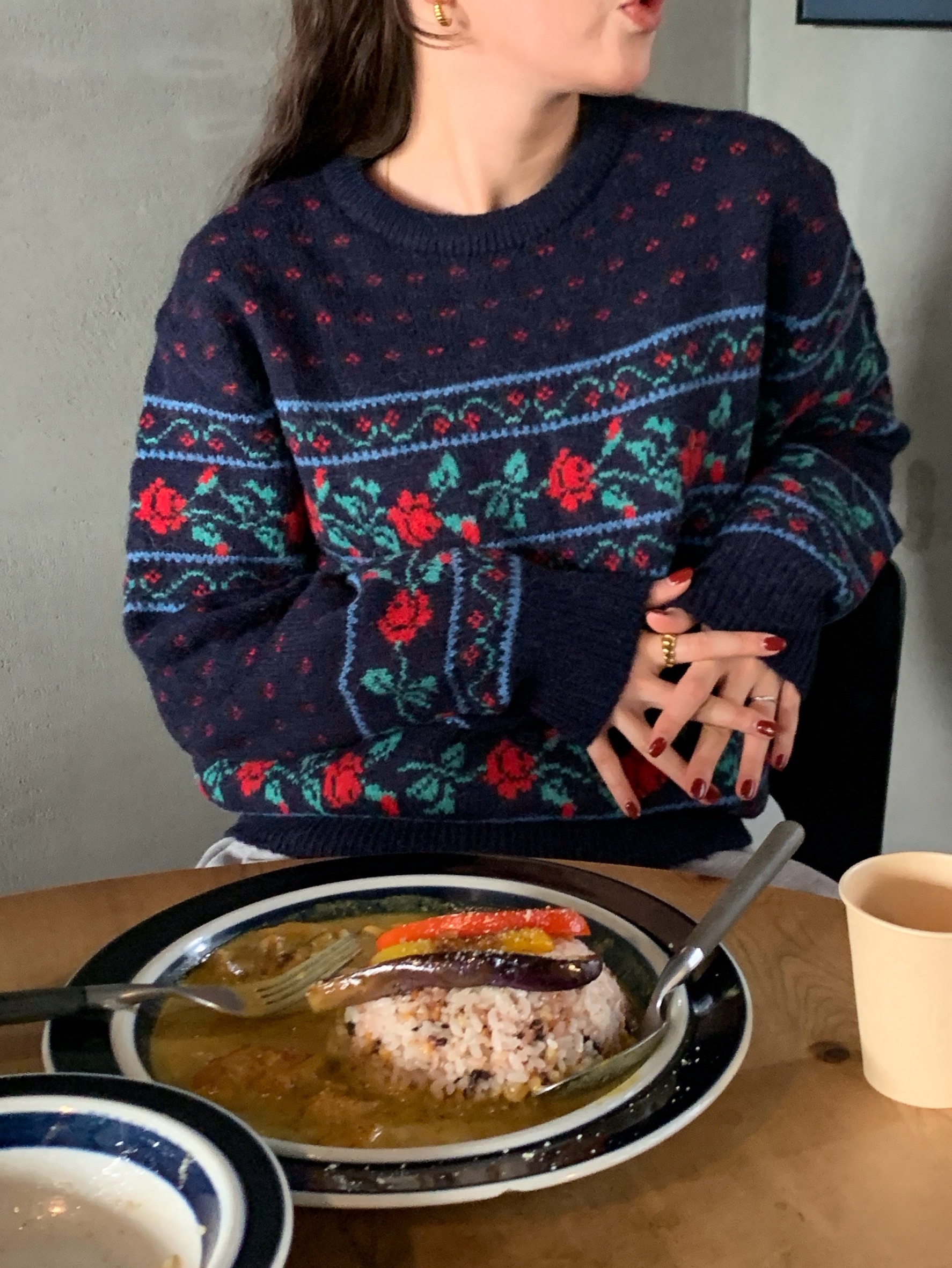 【購入特典】[kaorin x SIENNE] Rose Alpaca Knit (Navy)