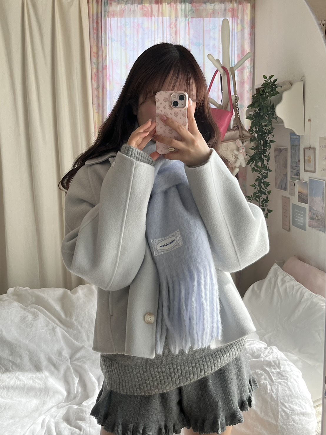 [tokki x rolarola] LACE LABEL HAIRY MUFFLER SKY