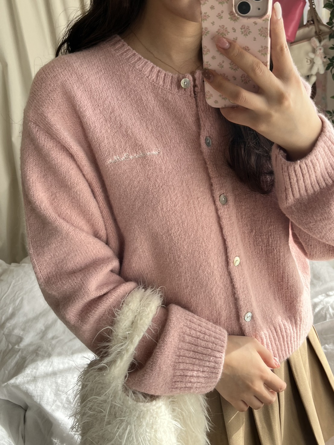 [tokki x SOMEWHERE BUTTER] Manon Alpaca Cardigan - Pink