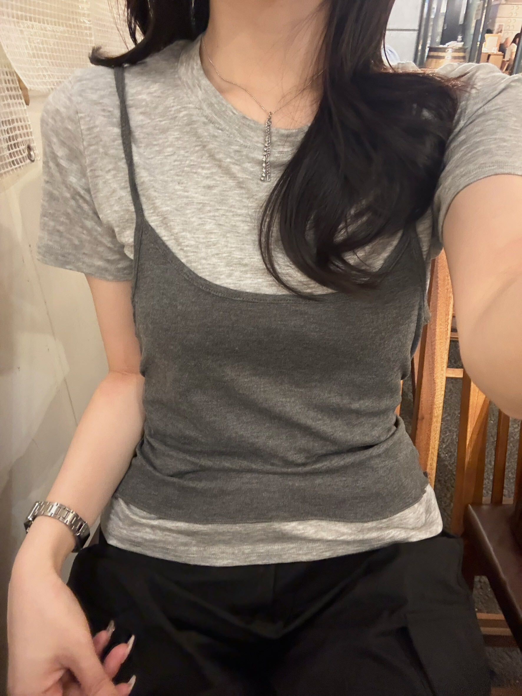 バックリボンレイヤードTシャツ