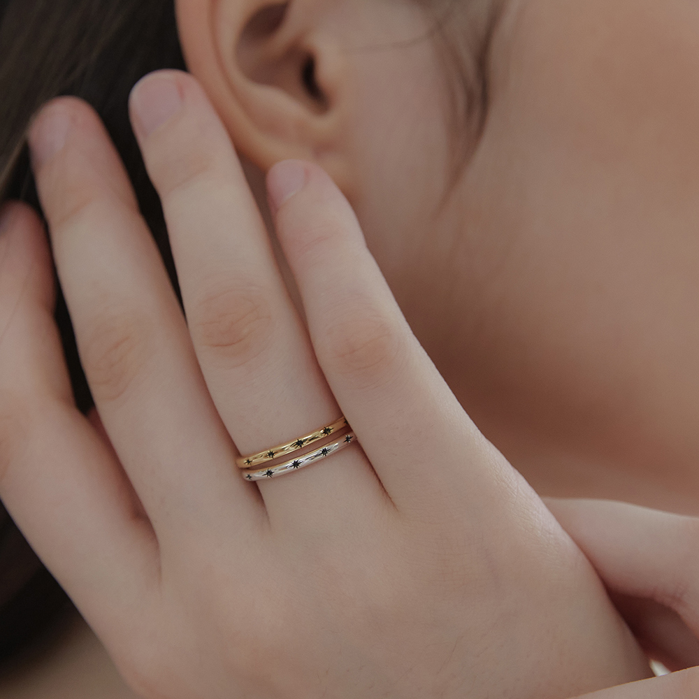 (シルバー925) ブラックスター ドロー リング CR1855