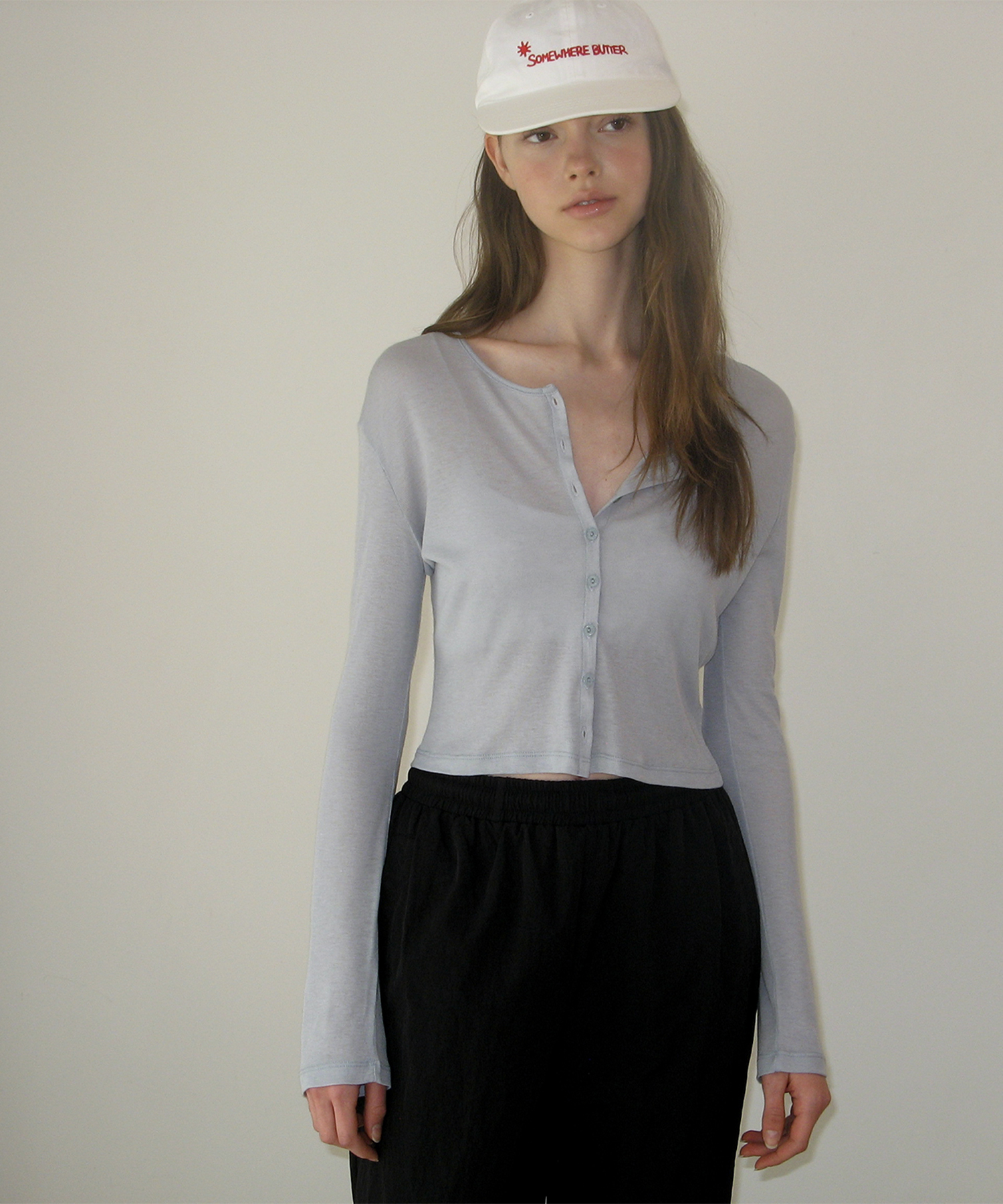 Lovey Button Cardigan - Light Blue