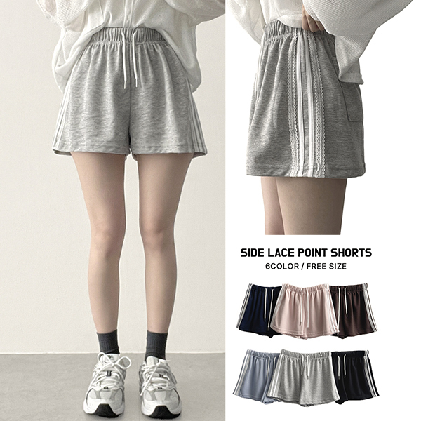 6color]サイドレースポイントゴムショートパンツ | ファッション