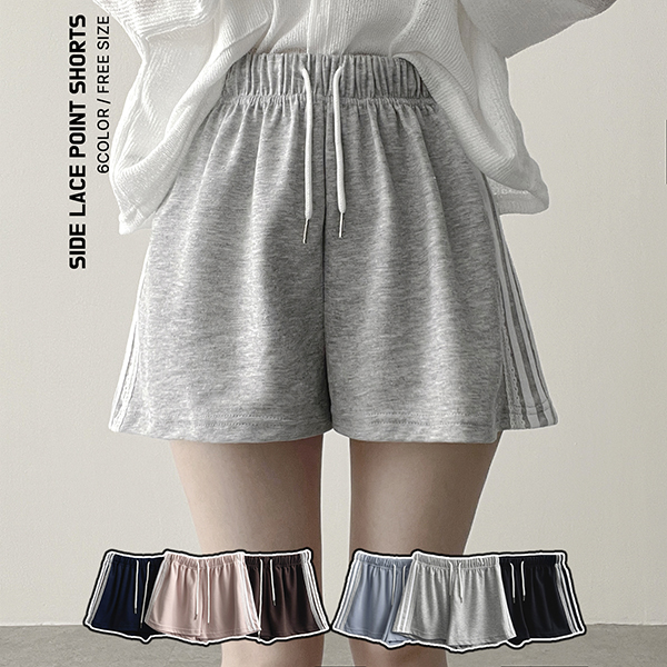 6color]サイドレースポイントゴムショートパンツ | ファッション