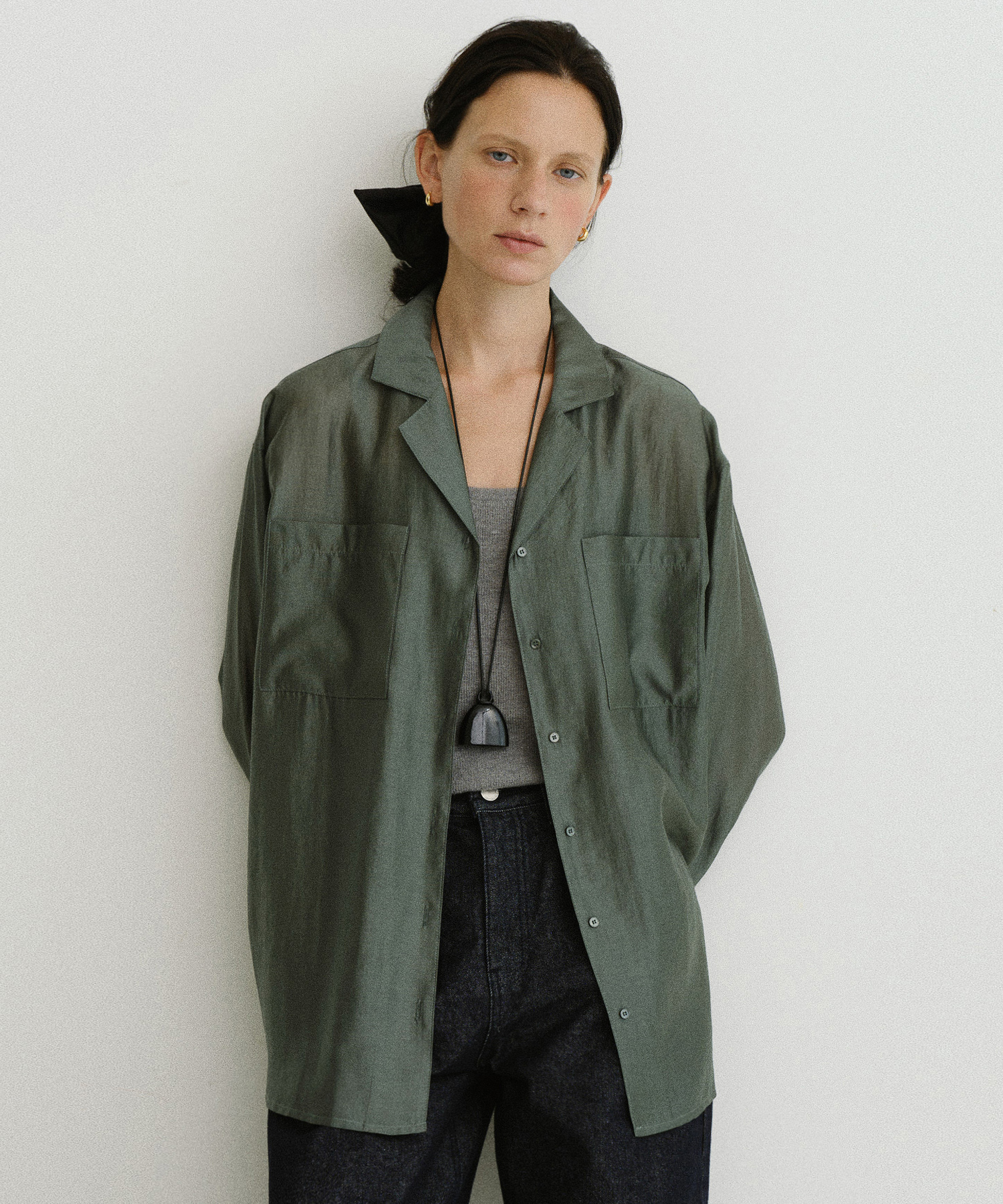 [Influencer pick] Champagne open collar shirt_2colors