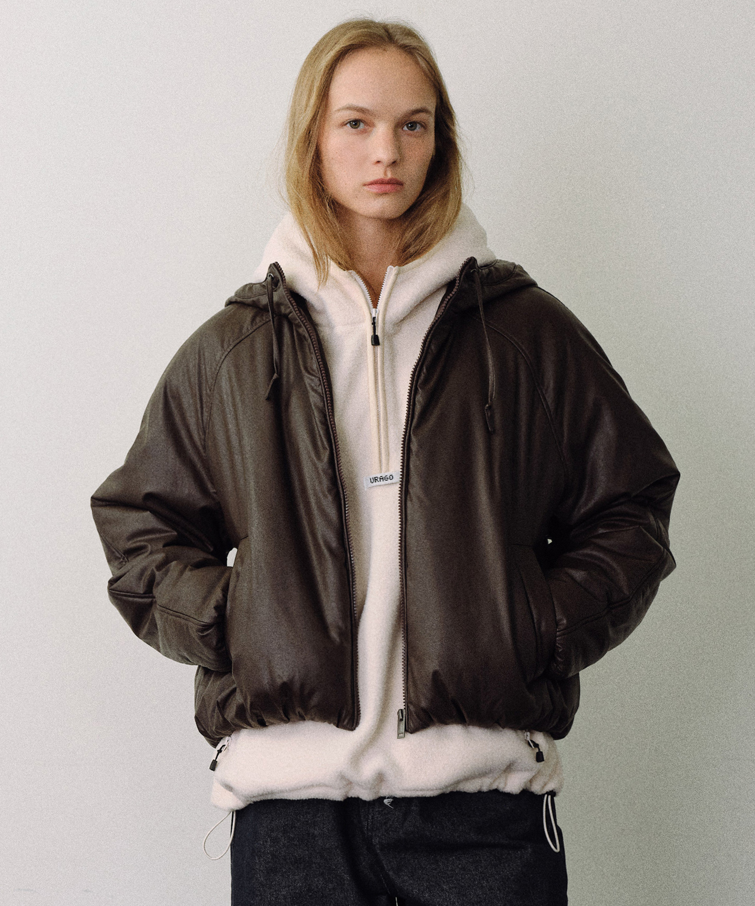 Faux leather padded jumper_2colors