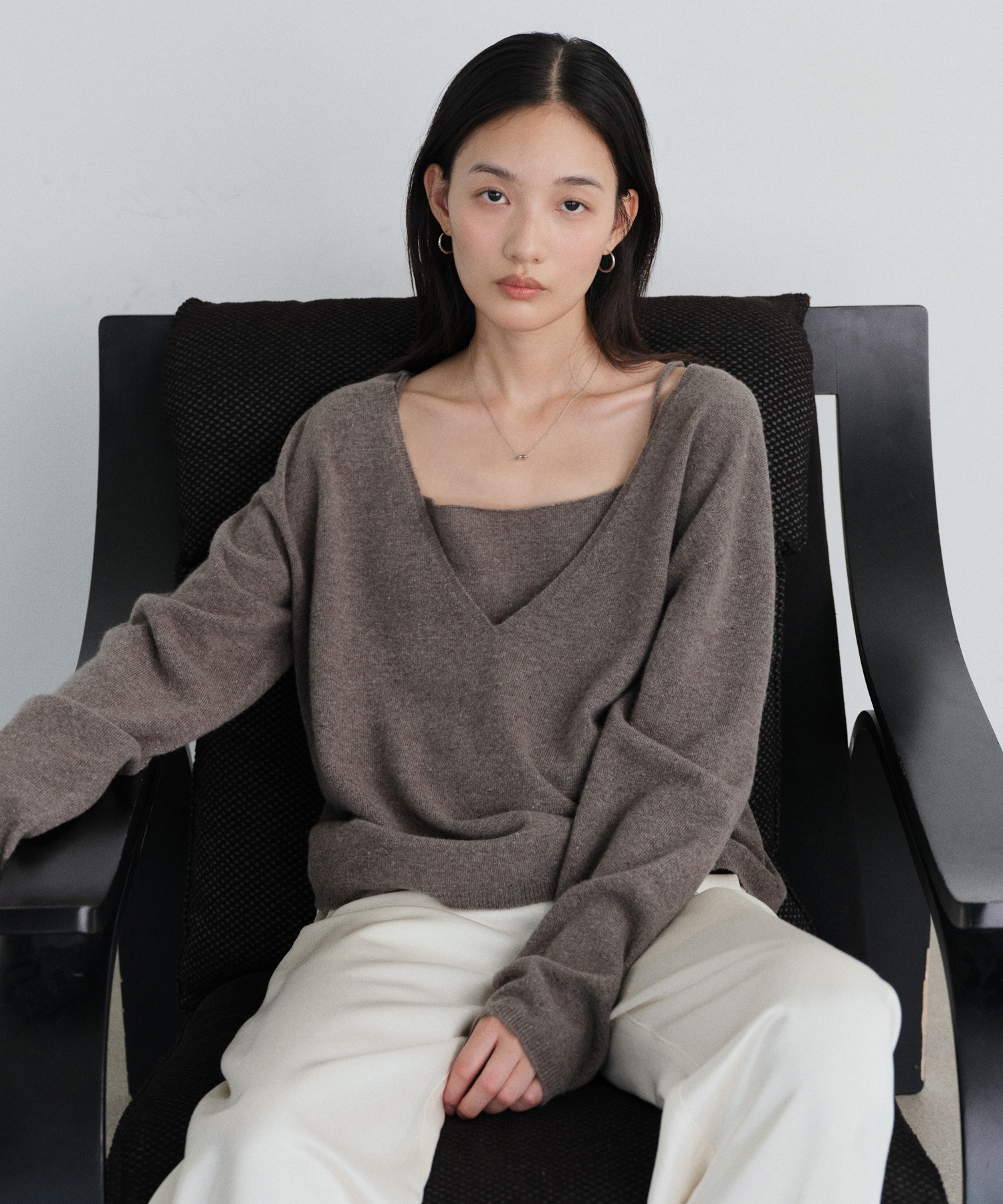 Yak wool V-neck knit_3colors