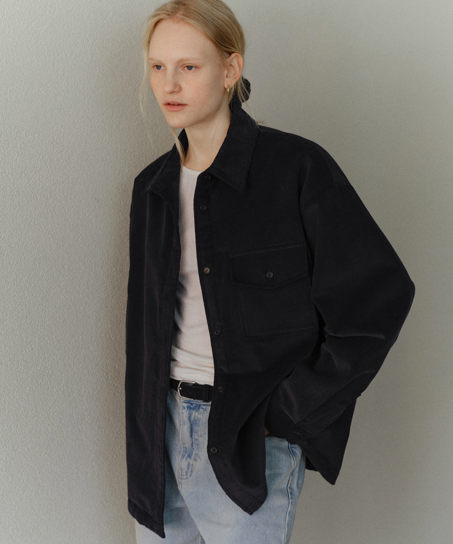 Corduroy padded shirt_2colors