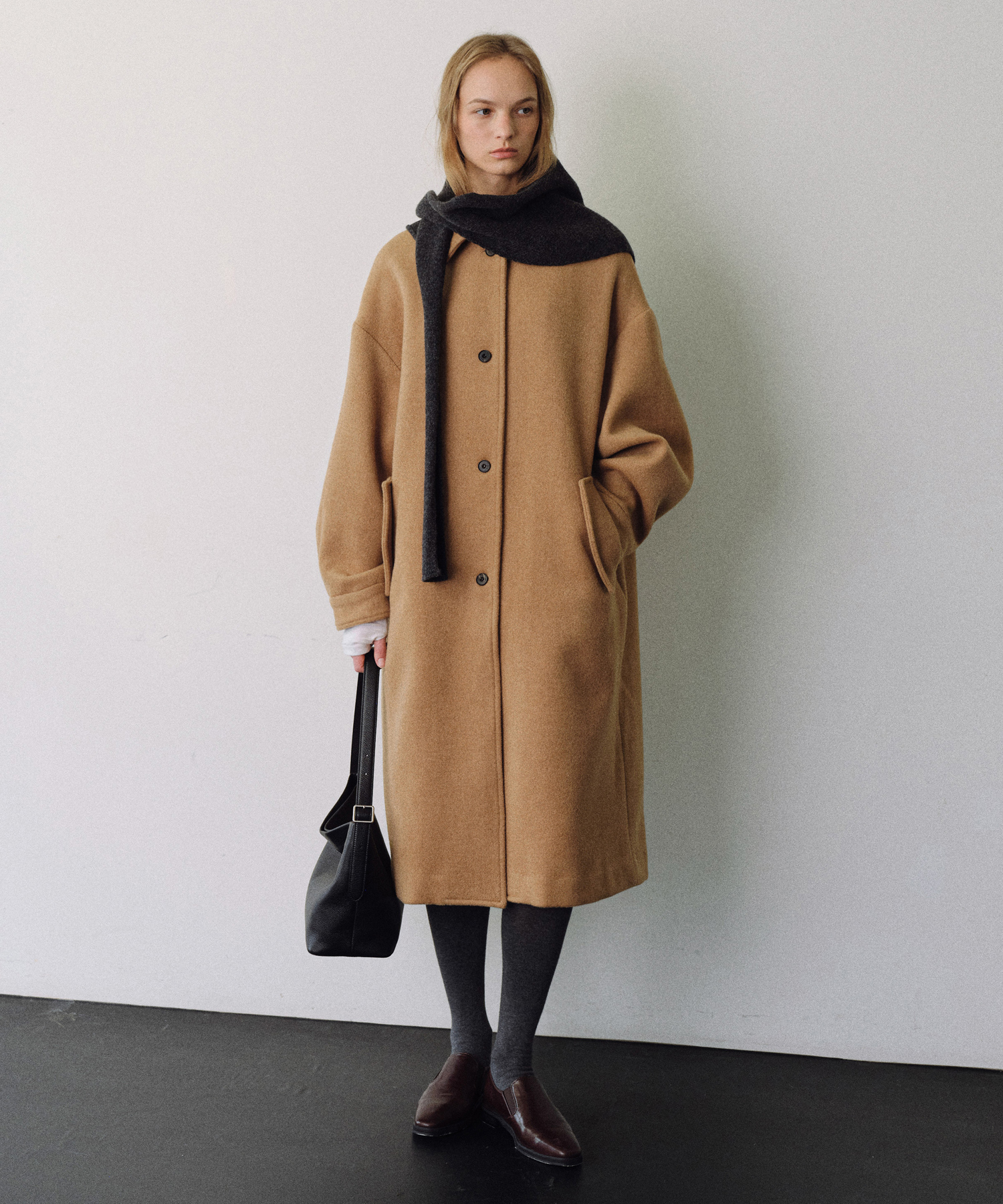 ジャケット・アウター CAEL handmade wool buckle short coat CAEL handmade wool buckle short coat_black | ファッション通販