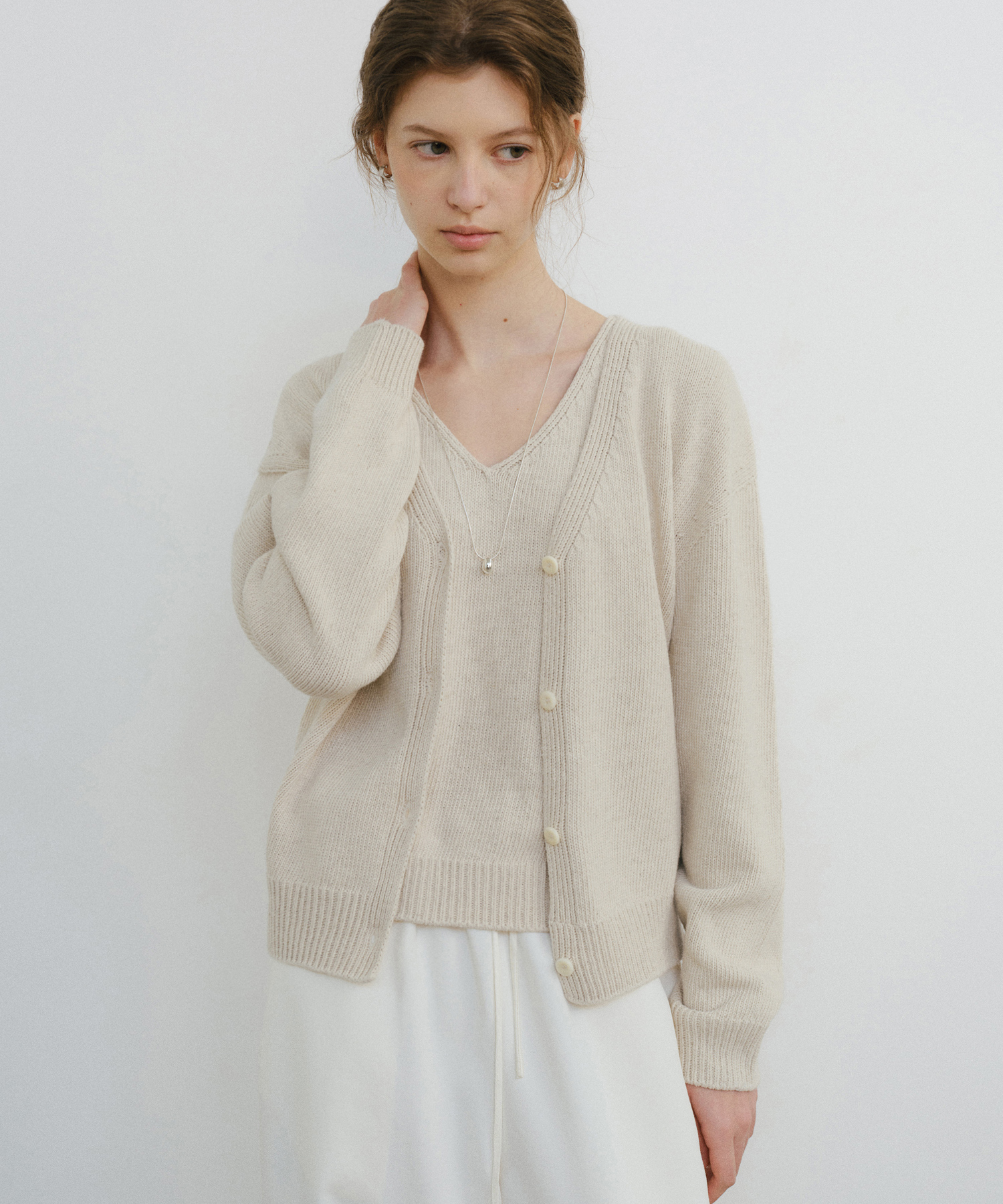 トップス MOHAIR BLENDED ORGANZA FRILL CARDIGAN MOHAIR BLENDED ORGANZA FRILL CARDIGAN LIGHT BLUE