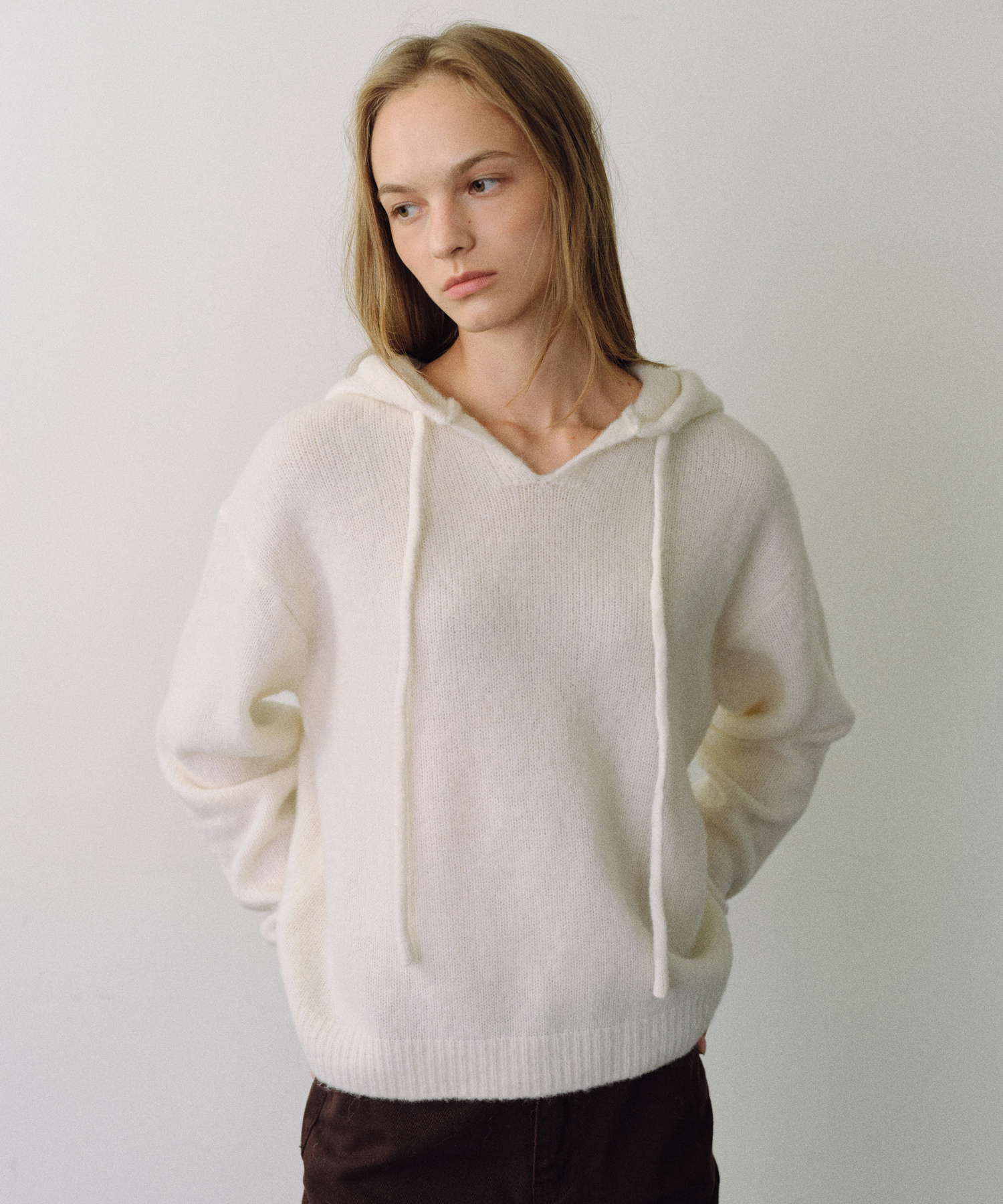 Alpaca hooded knit_3colors