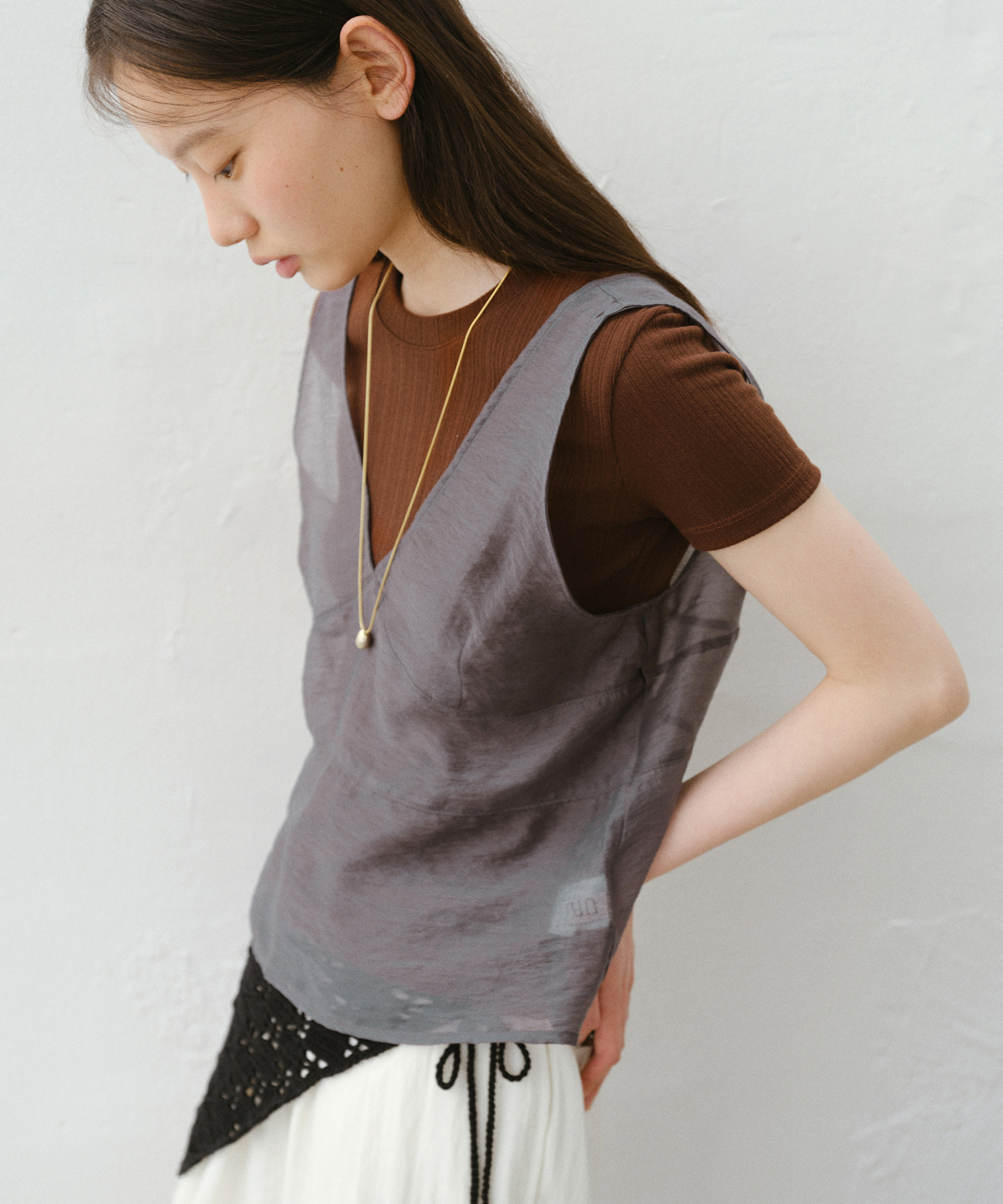 トップス Chiho MOUSSY | ZIP UP RIB KNIT H/S シャツ (シャツ・ブラウス
