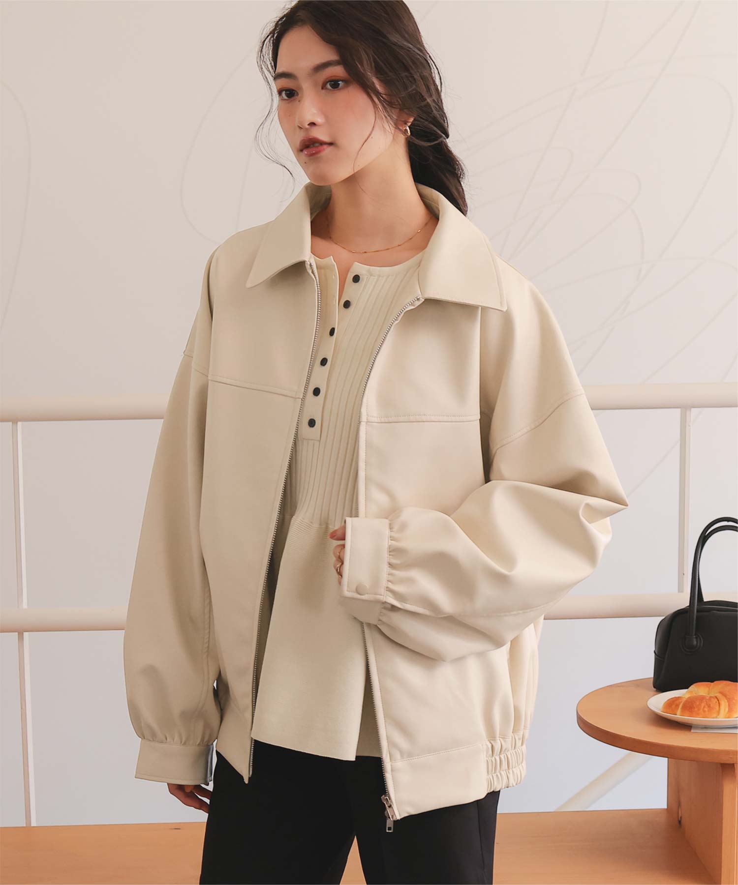 フェイクレザー/スエードオーバージャケット