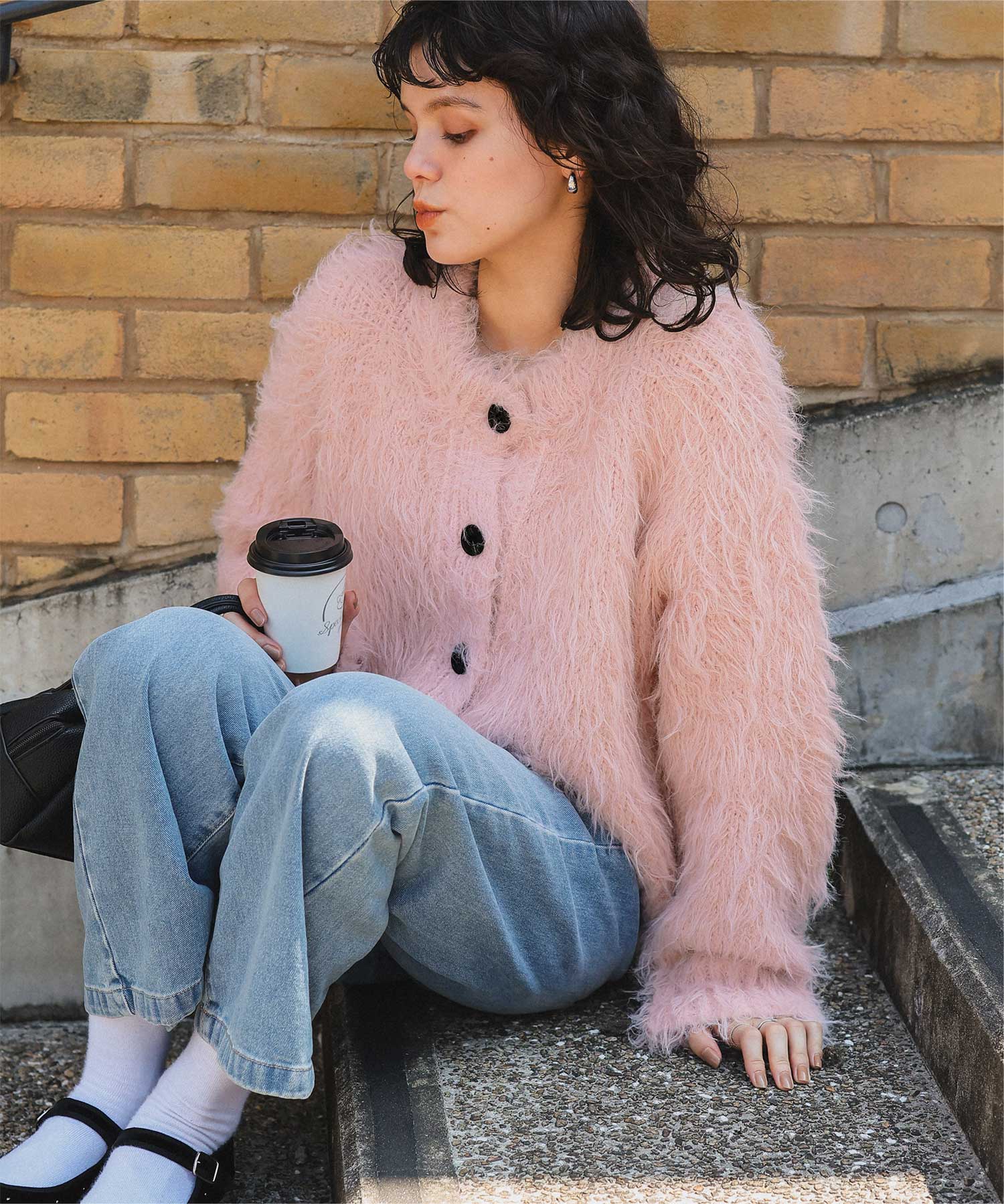 ふわふわ毛ガキニットカーディガン