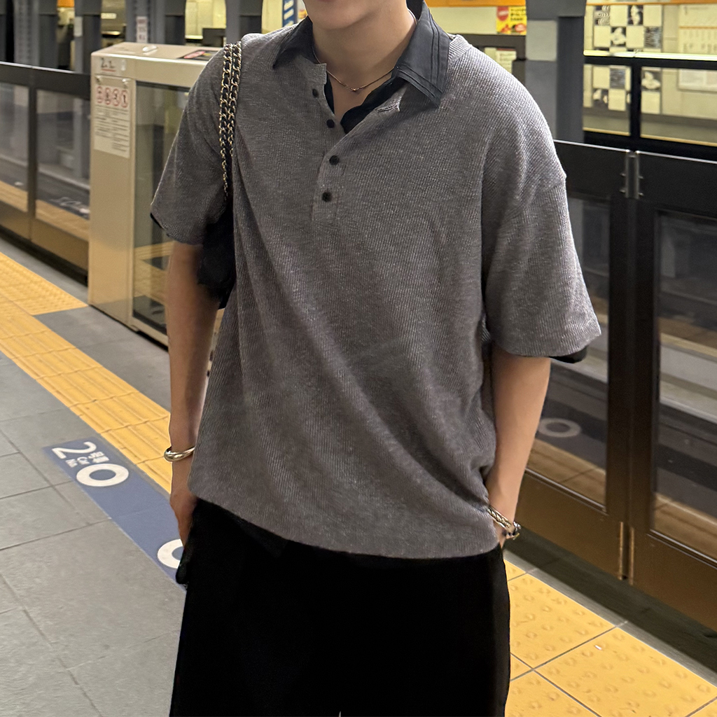 CARRER ヘンリーネック　ワッフル ブラウン CARRER ヘンリーネック ワッフル ブラウン