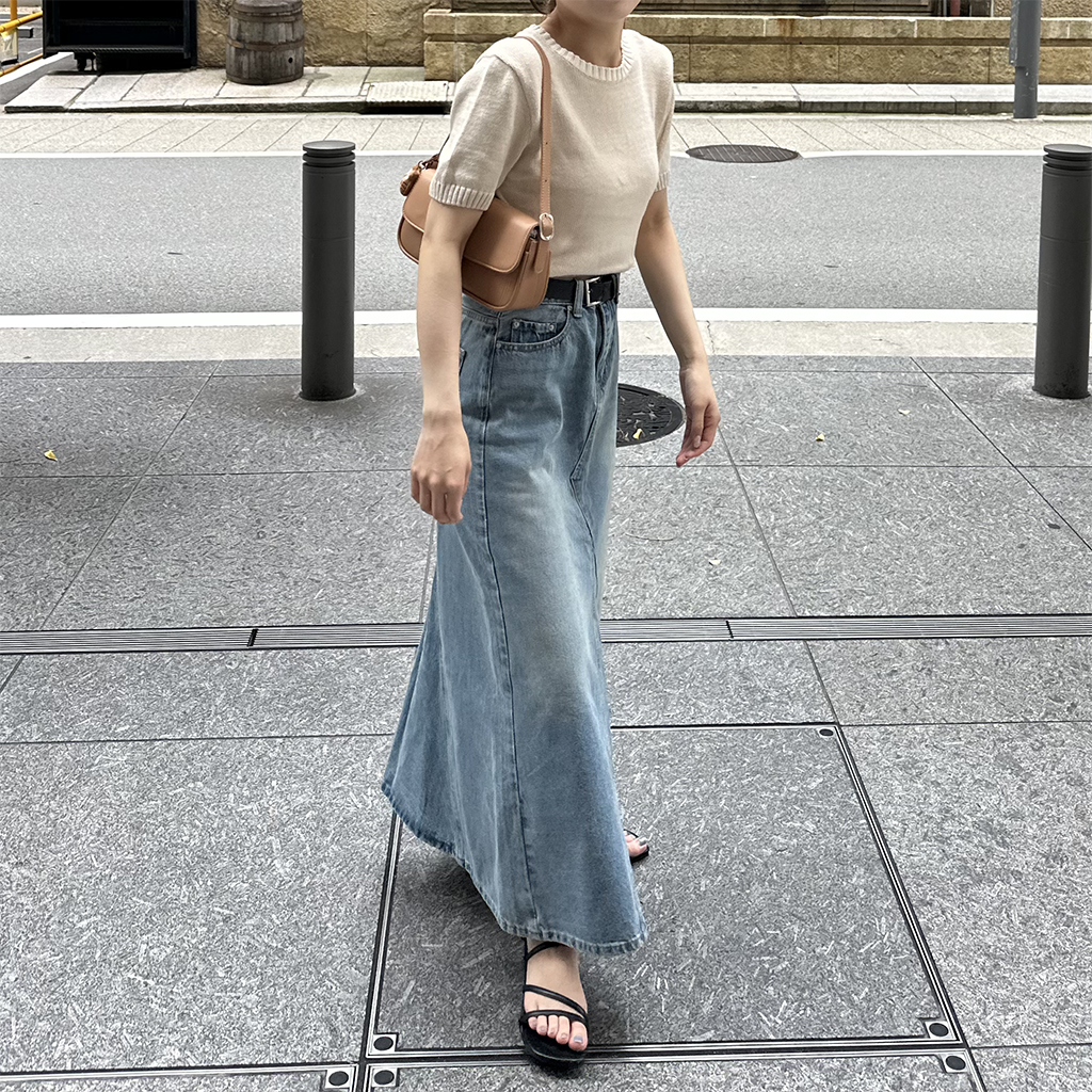 カジュアルデニムロングスカート | ファッション通販サイト NUGU