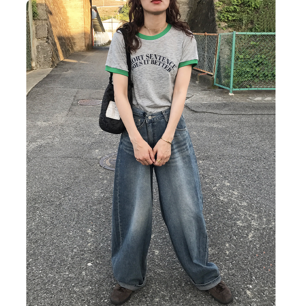 ユニセックス) サマービッグバルーンワイドデニムパンツ