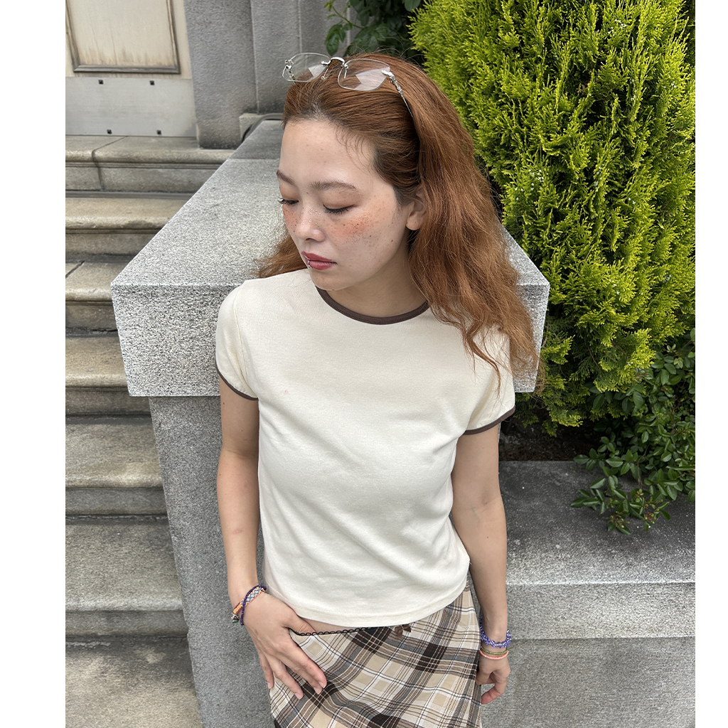 バイカラーブロックリンガーネックTシャツ | ファッション通販