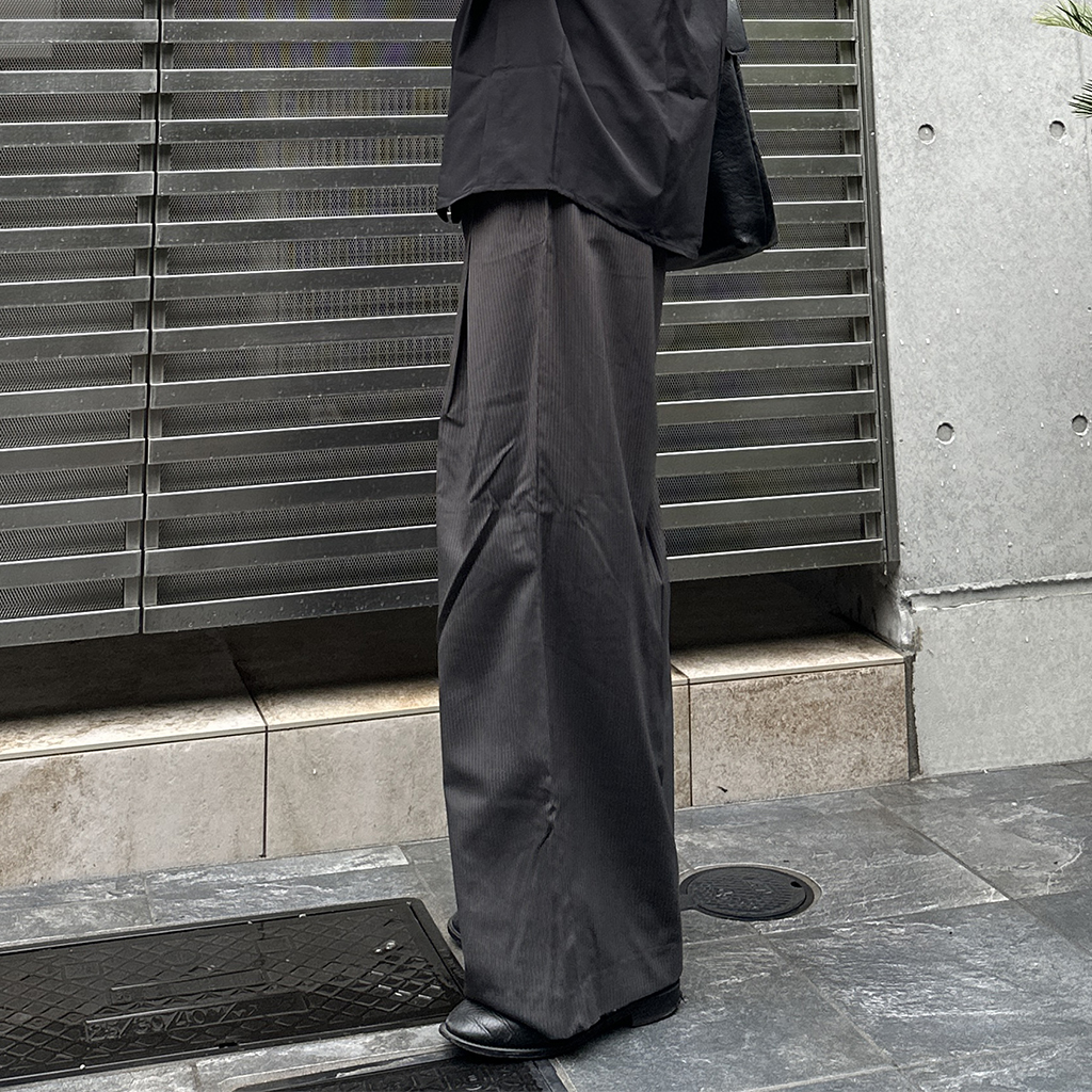 超希少 Mecca ダブル クロコダイル スラックス ダブル DOUBLE PLEATS TROUSER - HIGH DENCE WOOL GABARDINE - | The