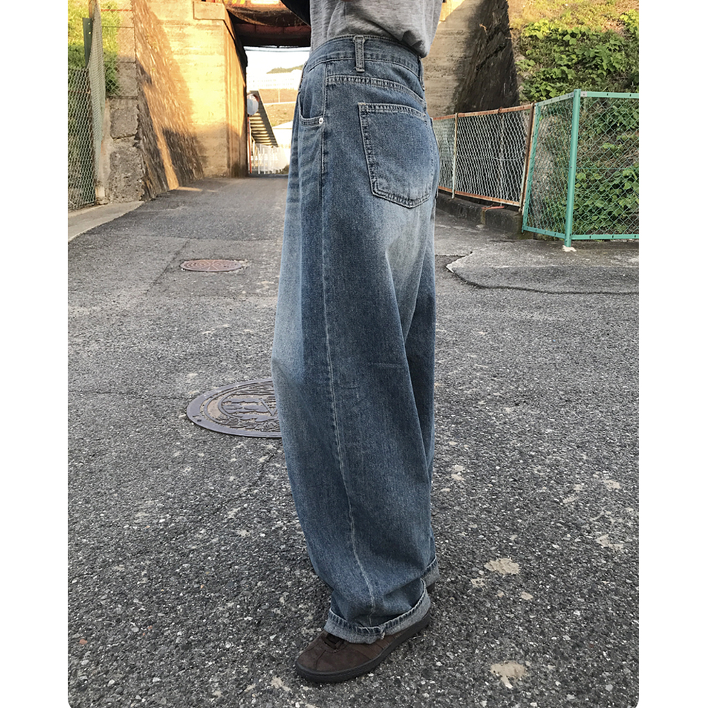 ユニセックス) サマービッグバルーンワイドデニムパンツ