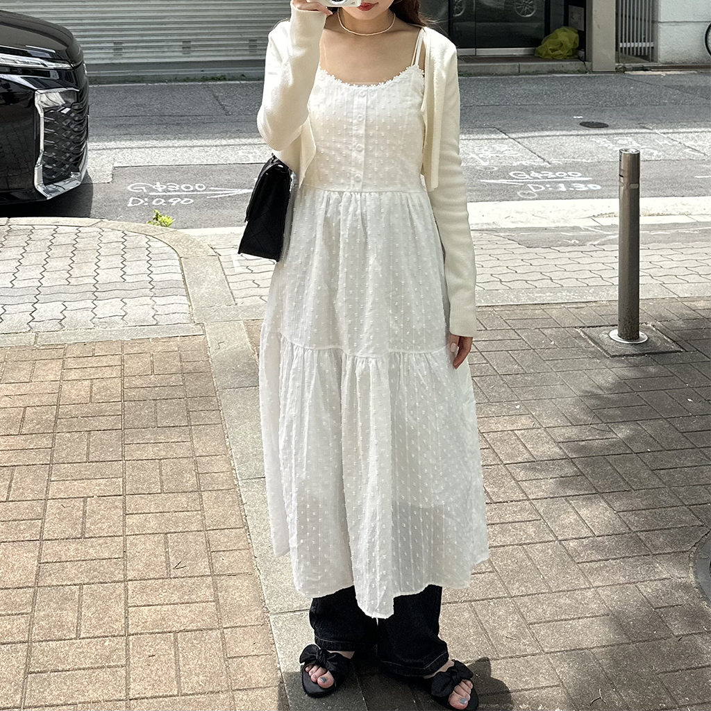 Unikko キャミロングワンピース ギャザーキャミロングワンピース