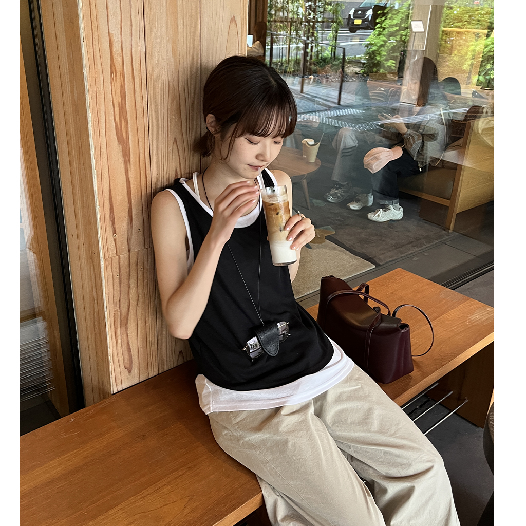 ユリウス　レイヤードタンクトップ 大きいサイズ】裾ストライプレイヤードタンクトップ(タンク